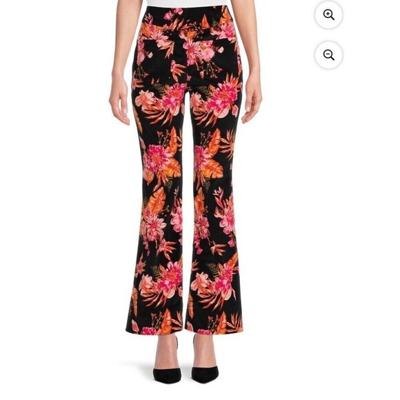 No Boundaries Size XL High Rise Floral Cord Flare Leg Jeans Whimsigoth Cottage - Picture 3 of 10